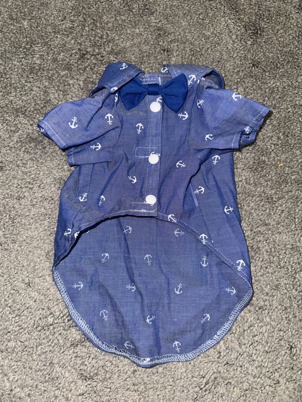 Navy Anchor-Print Dog Shirt with Bow Tie Collar